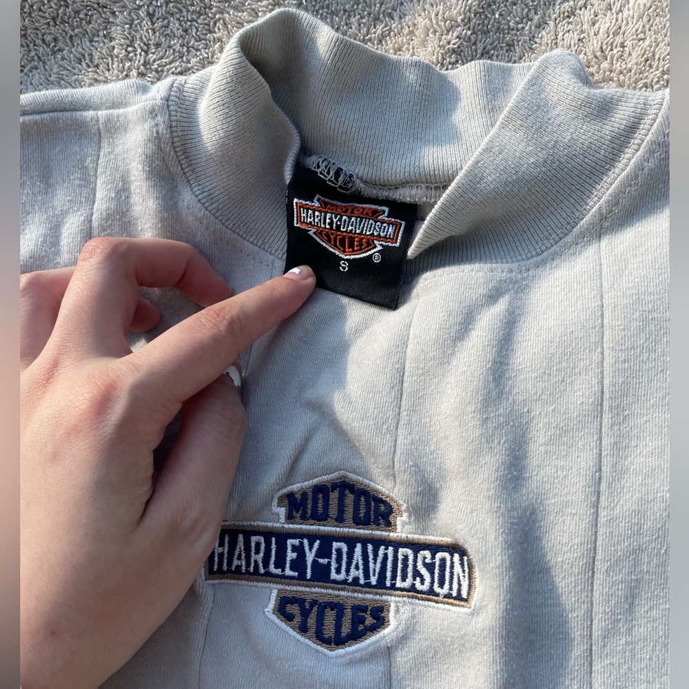 Harley Davidson mock neck long sleeve tan T-shirt
